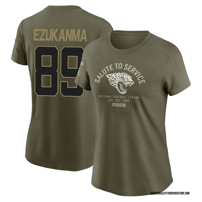 Women's Erik Ezukanma Jacksonville Jaguars Olive 2025 Salute to Service Sideline T-Shirt
