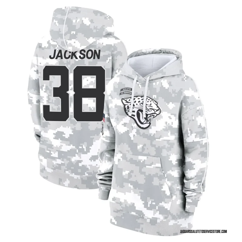 Women's Ja'Quinden Jackson Jacksonville Jaguars Camo Arctic 2024 Salute to Service Club Fleece Pullover Hoodie
