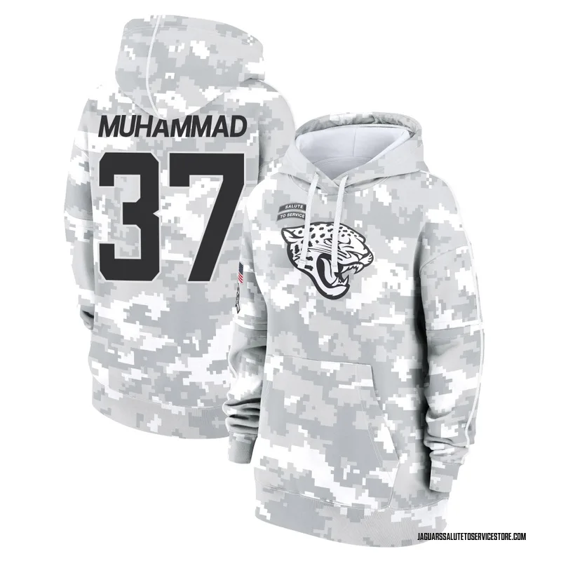 Women's Jabbar Muhammad Jacksonville Jaguars Camo Arctic 2024 Salute to Service Club Fleece Pullover Hoodie
