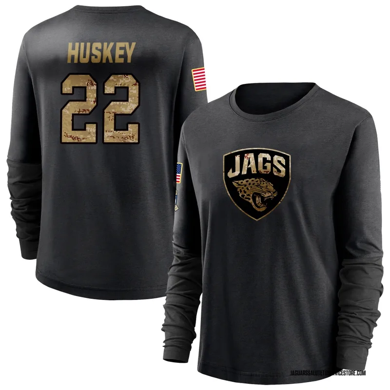 Women's Jalen Huskey Jacksonville Jaguars Black 2020 Salute To Service Sideline Performance Long Sleeve T-Shirt