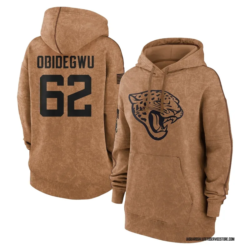Women's Jimto Obidegwu Jacksonville Jaguars Brown 2023 Salute To Service Pullover Hoodie