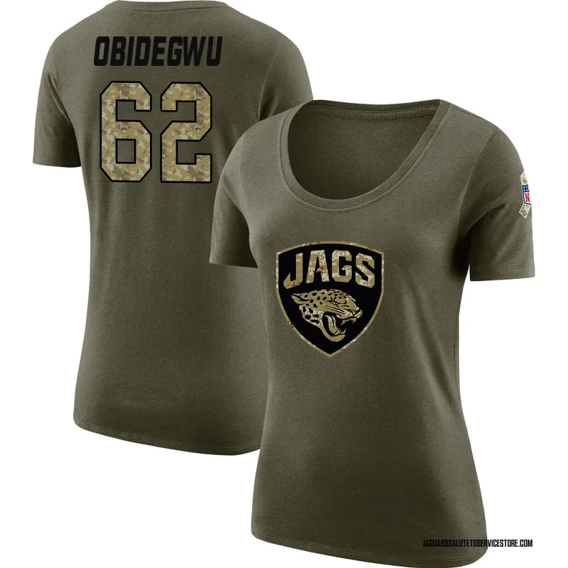 Women's Jimto Obidegwu Jacksonville Jaguars Legend Olive Salute to Service Scoop Neck T-Shirt