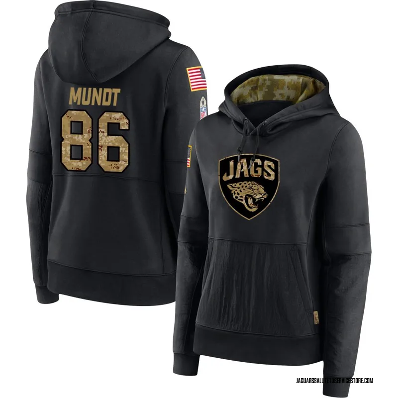 Women's Johnny Mundt Jacksonville Jaguars Black 2020 Salute to Service Sideline Performance Pullover Hoodie
