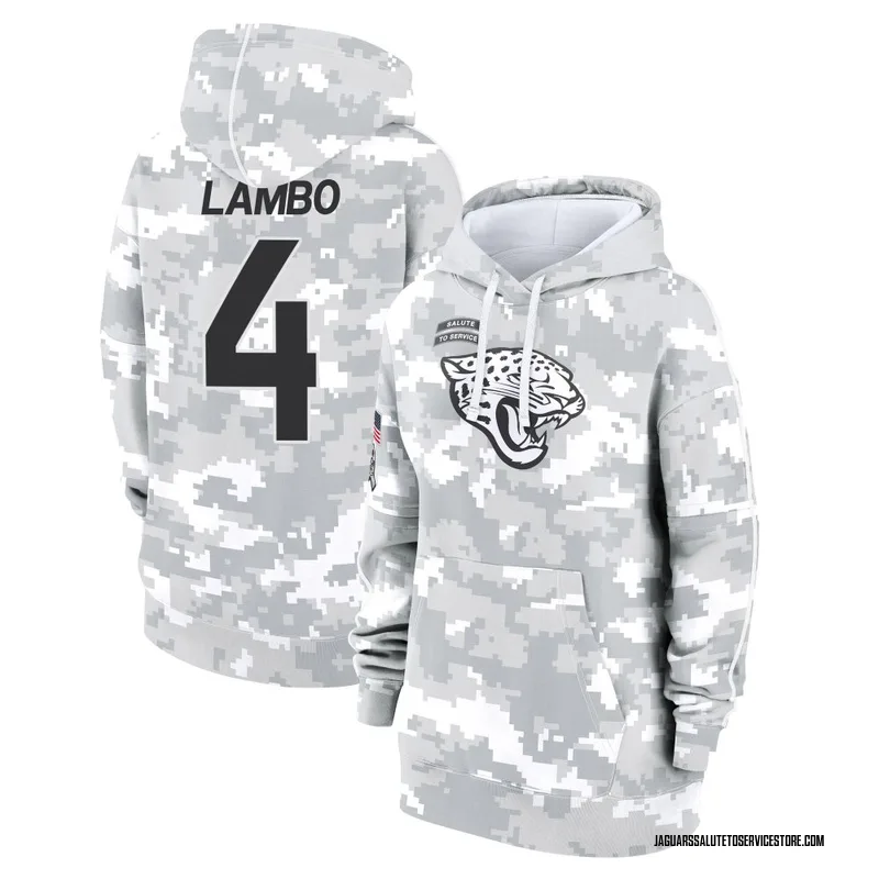 Women's Josh Lambo Jacksonville Jaguars Camo Arctic 2024 Salute to Service Club Fleece Pullover Hoodie