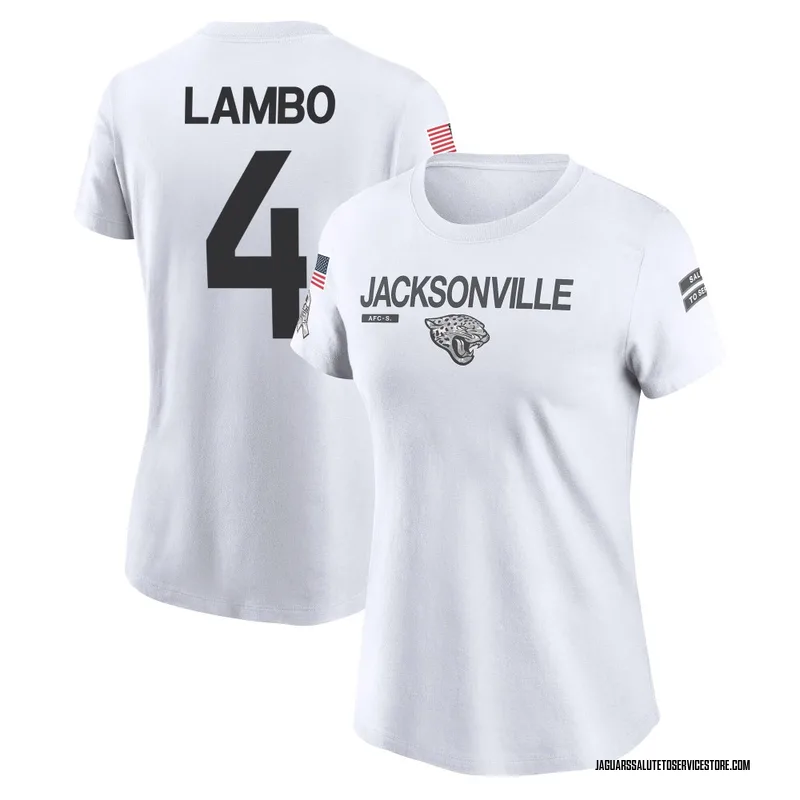 Women's Josh Lambo Jacksonville Jaguars Legend White 2024 Salute to Service Performance T-Shirt