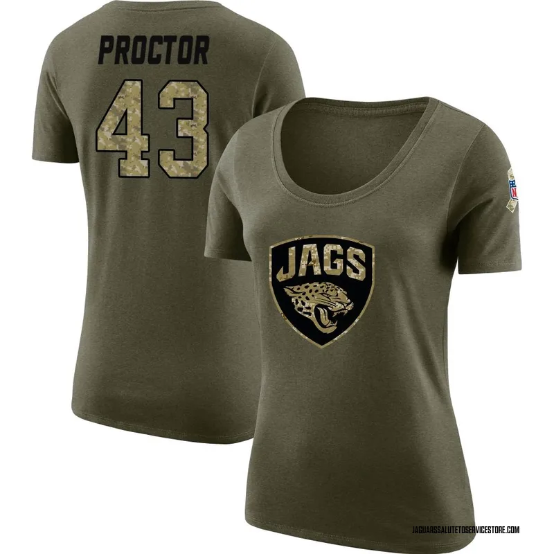 Women's Josh Proctor Jacksonville Jaguars Legend Olive Salute to Service Scoop Neck T-Shirt