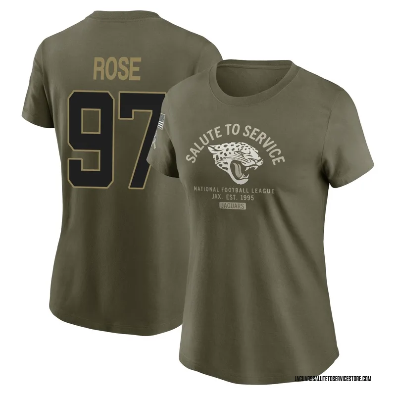Women's Keivie Rose Jacksonville Jaguars Olive 2025 Salute to Service Sideline T-Shirt
