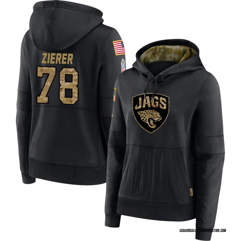 Women's Kilian Zierer Jacksonville Jaguars Black 2020 Salute to Service Sideline Performance Pullover Hoodie