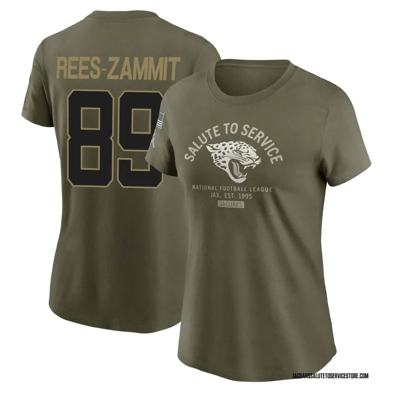 Women's Louis Rees-Zammit Jacksonville Jaguars Olive 2025 Salute to Service Sideline T-Shirt
