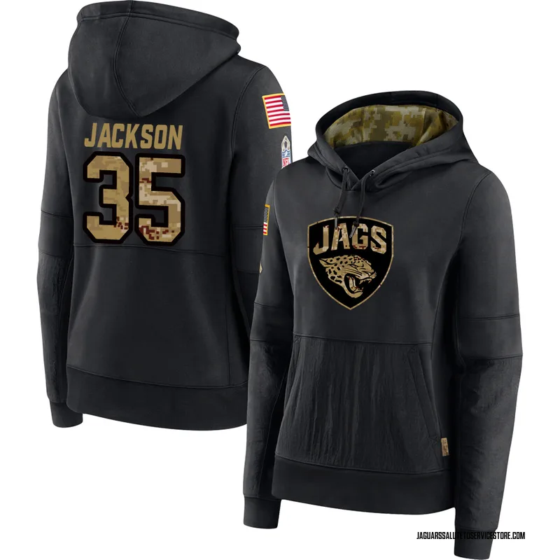 Women's Matthew Jackson Jacksonville Jaguars Black 2020 Salute to Service Sideline Performance Pullover Hoodie