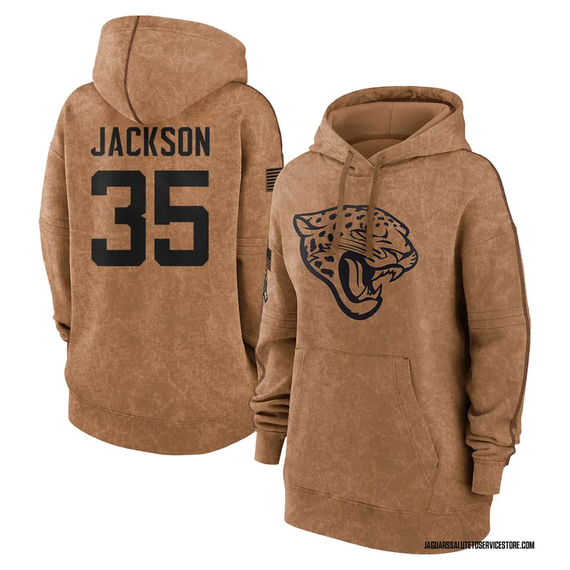 Women's Matthew Jackson Jacksonville Jaguars Brown 2023 Salute To Service Pullover Hoodie