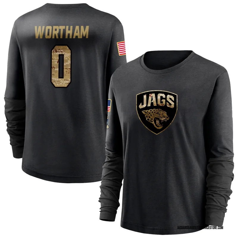 Women's Michael Wortham Jacksonville Jaguars Black 2020 Salute To Service Sideline Performance Long Sleeve T-Shirt