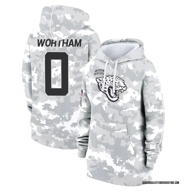 Women's Michael Wortham Jacksonville Jaguars Camo Arctic 2024 Salute to Service Club Fleece Pullover Hoodie