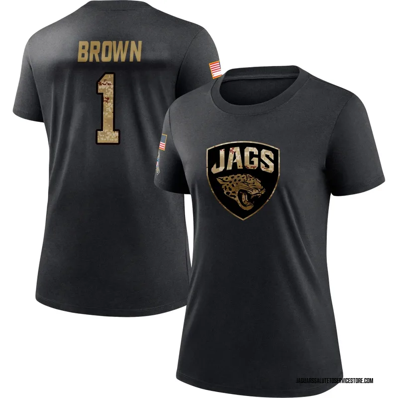 Women's Montaric Brown Jacksonville Jaguars Black 2020 Salute To Service Performance T-Shirt