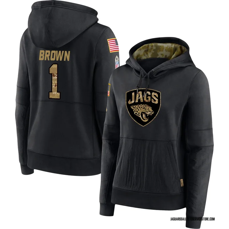 Women's Montaric Brown Jacksonville Jaguars Black 2020 Salute to Service Sideline Performance Pullover Hoodie