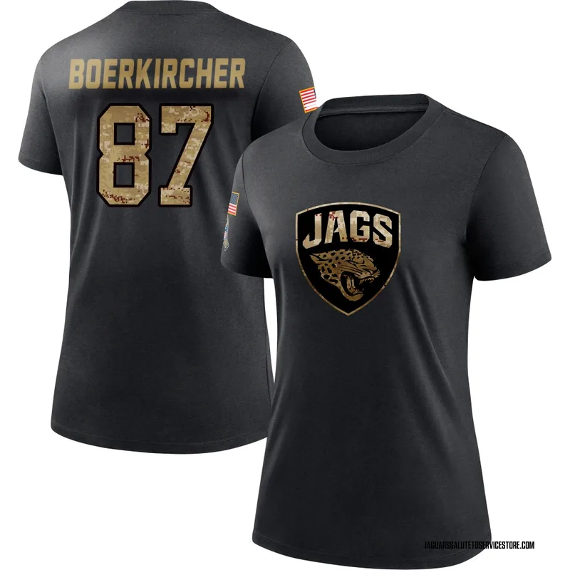 Women's Nate Boerkircher Jacksonville Jaguars Black 2020 Salute To Service Performance T-Shirt