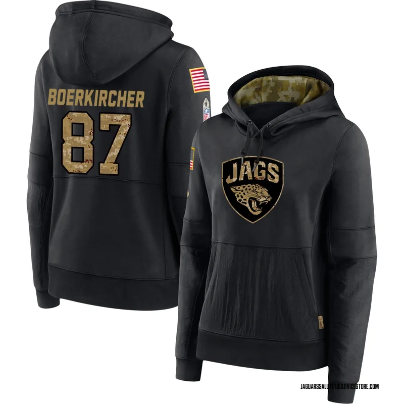 Women's Nate Boerkircher Jacksonville Jaguars Black 2020 Salute to Service Sideline Performance Pullover Hoodie