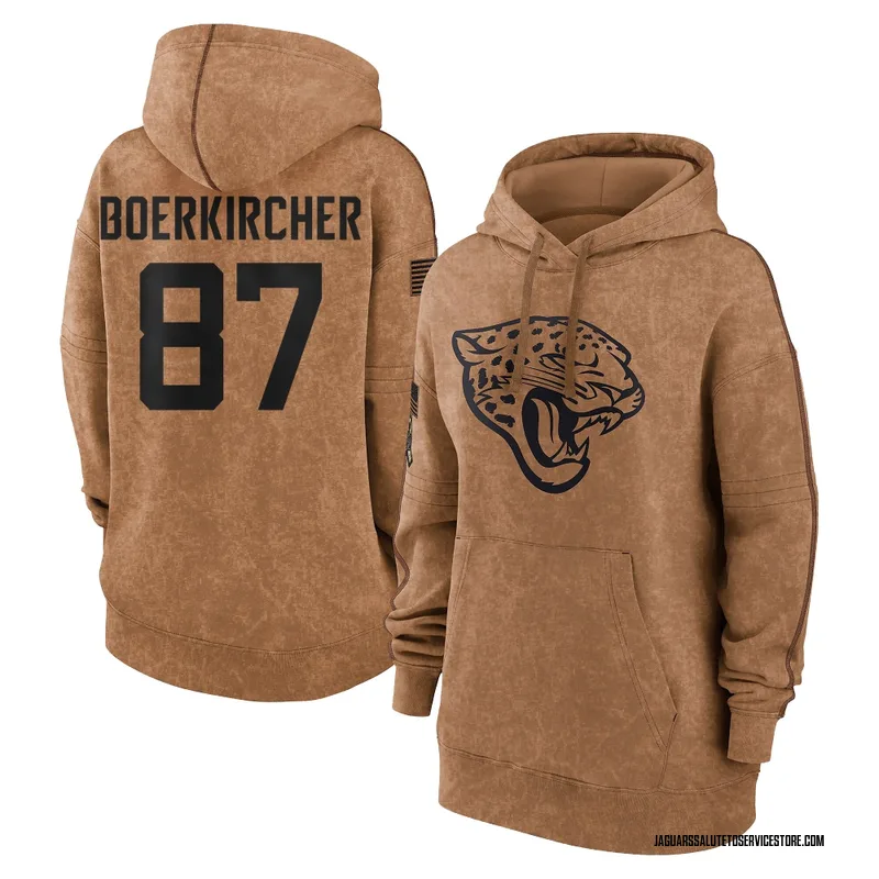 Women's Nate Boerkircher Jacksonville Jaguars Brown 2023 Salute To Service Pullover Hoodie