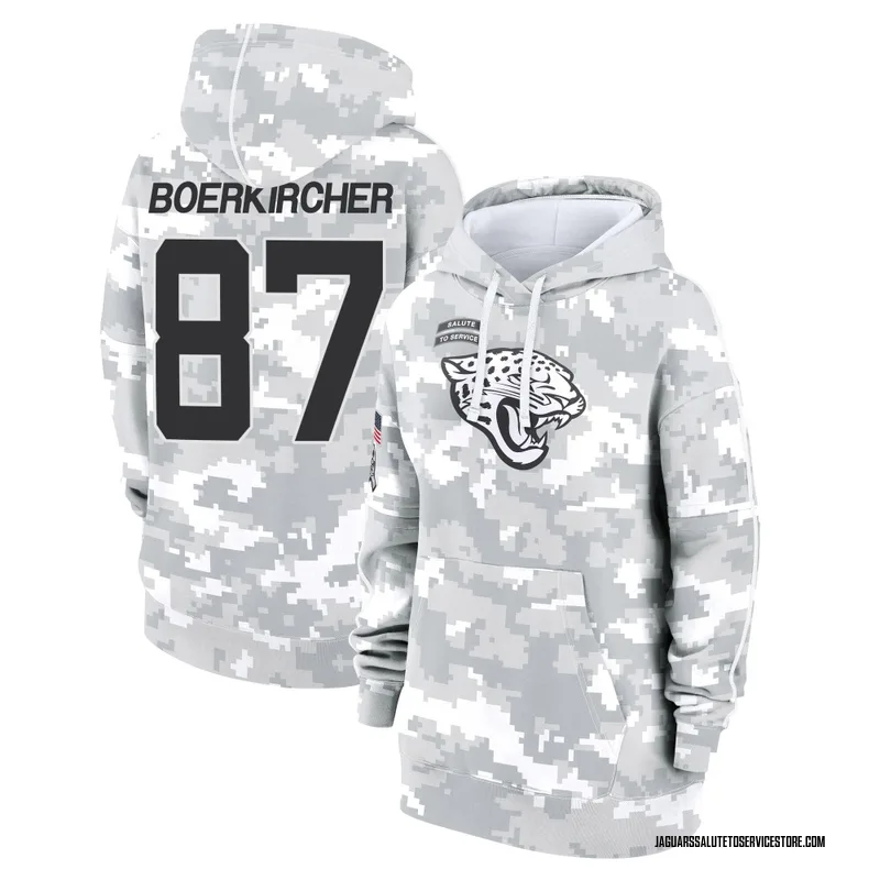 Women's Nate Boerkircher Jacksonville Jaguars Camo Arctic 2024 Salute to Service Club Fleece Pullover Hoodie