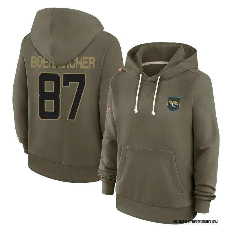 Women's Nate Boerkircher Jacksonville Jaguars Olive 2025 Salute to Service Hoodie