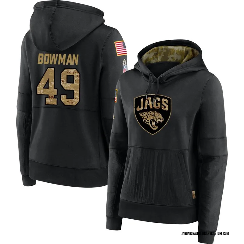 Women's Shawn Bowman Jacksonville Jaguars Black 2020 Salute to Service Sideline Performance Pullover Hoodie