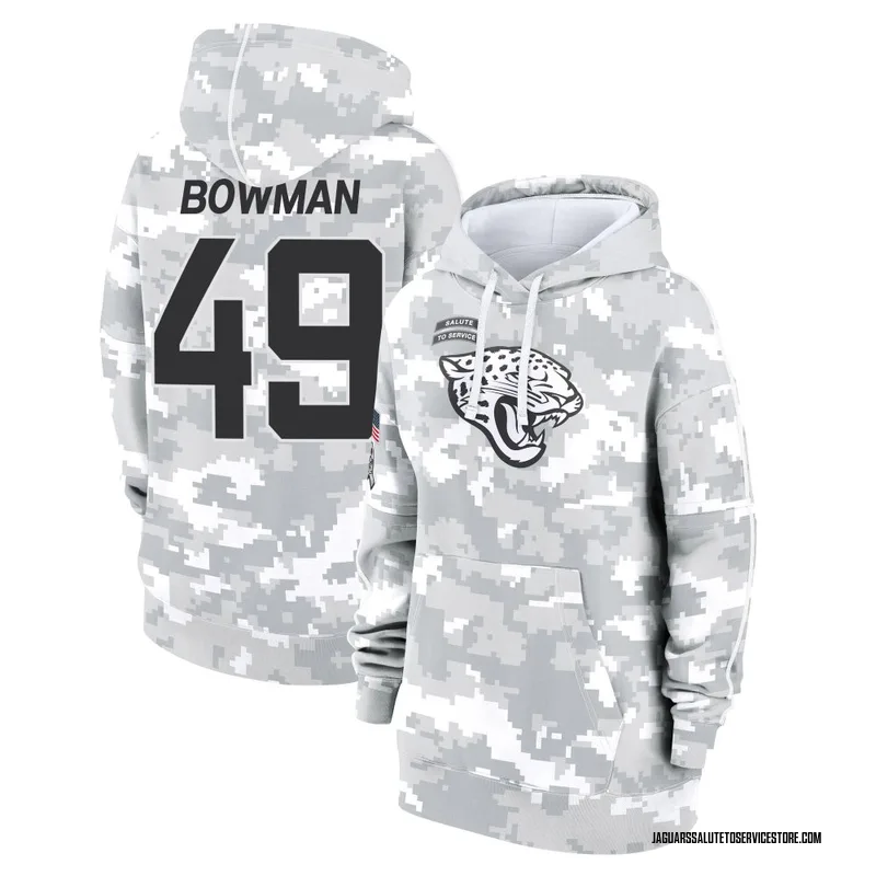 Women's Shawn Bowman Jacksonville Jaguars Camo Arctic 2024 Salute to Service Club Fleece Pullover Hoodie