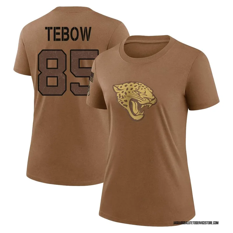 Women's Tim Tebow Jacksonville Jaguars Legend Brown 2023 Salute To Service Performance T-Shirt