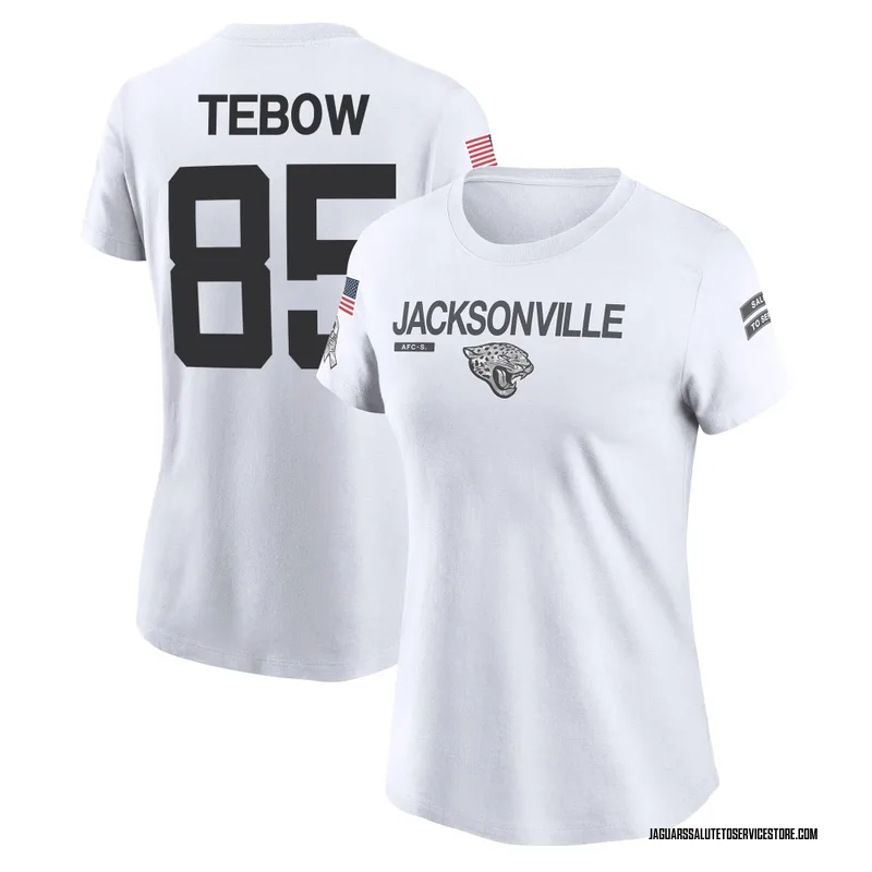 Women's Tim Tebow Jacksonville Jaguars Legend White 2024 Salute to Service Performance T-Shirt