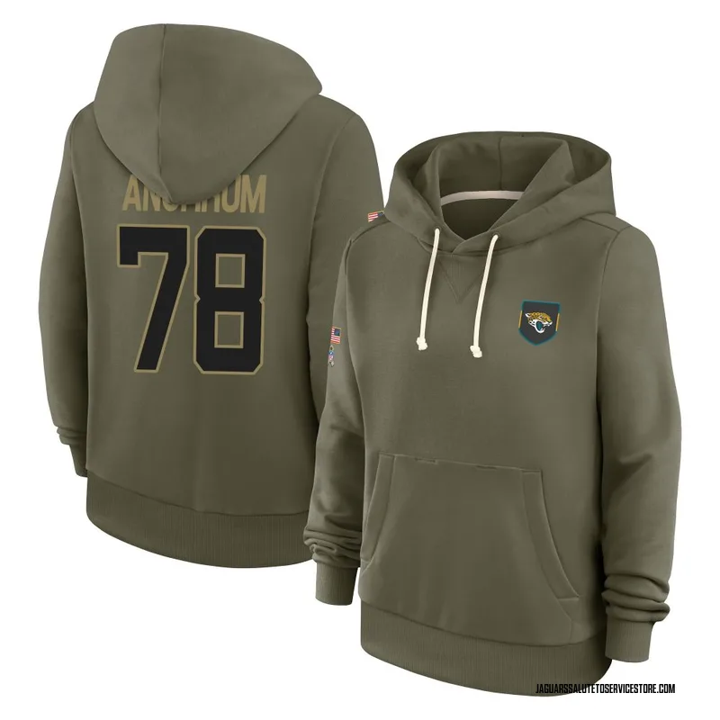 Women's Tremayne Anchrum Jacksonville Jaguars Olive 2025 Salute to Service Hoodie