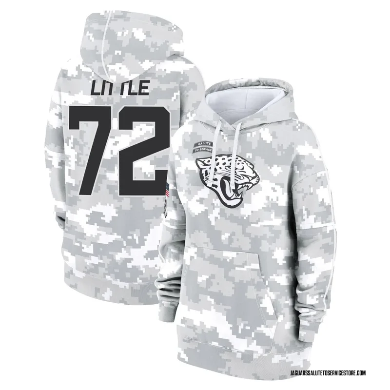 Women's Walker Little Jacksonville Jaguars Camo Arctic 2024 Salute to Service Club Fleece Pullover Hoodie