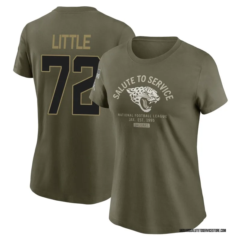 Women's Walker Little Jacksonville Jaguars Olive 2025 Salute to Service Sideline T-Shirt