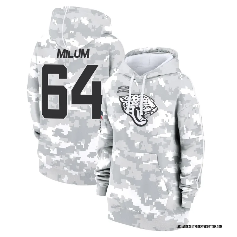 Women's Wyatt Milum Jacksonville Jaguars Camo Arctic 2024 Salute to Service Club Fleece Pullover Hoodie
