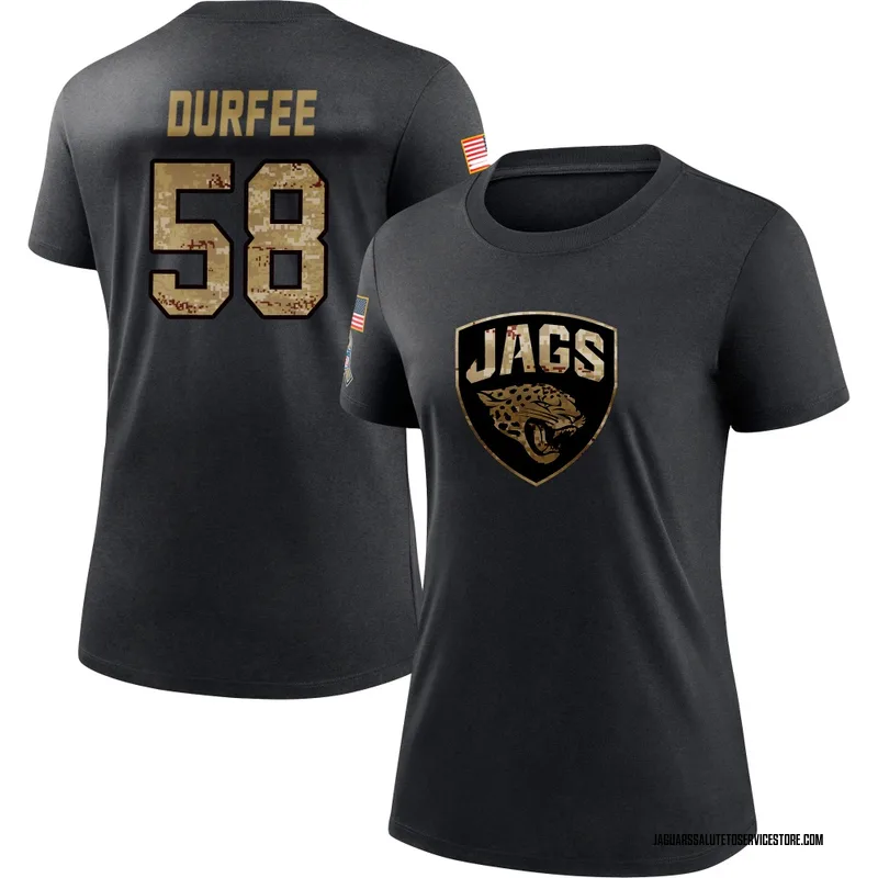 Women's Zach Durfee Jacksonville Jaguars Black 2020 Salute To Service Performance T-Shirt