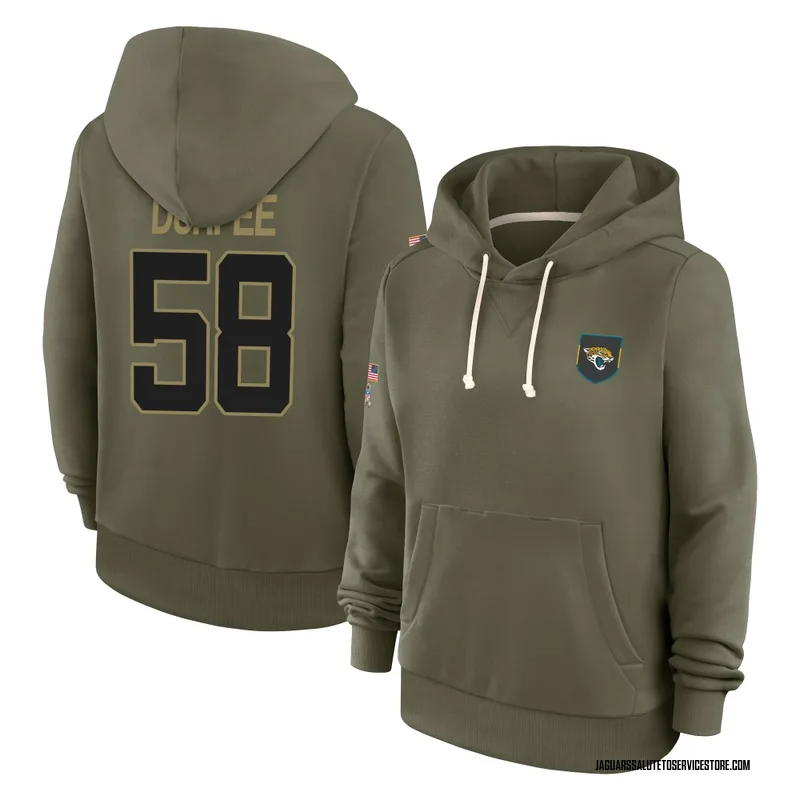 Women's Zach Durfee Jacksonville Jaguars Olive 2025 Salute to Service Hoodie