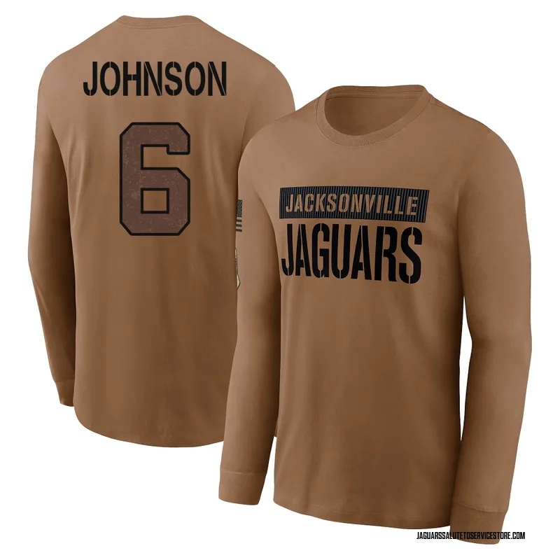 Youth Antonio Johnson Jacksonville Jaguars Brown 2023 Salute To Service Long Sleeve T-Shirt