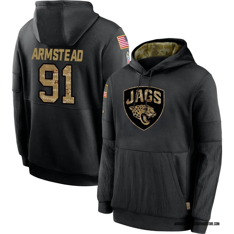 Youth Arik Armstead Jacksonville Jaguars Black 2020 Salute to Service Sideline Performance Pullover Hoodie