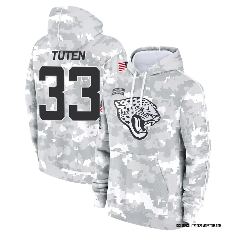 Youth Bhayshul Tuten Jacksonville Jaguars Camo Arctic 2024 Salute to Service Club Fleece Pullover Hoodie