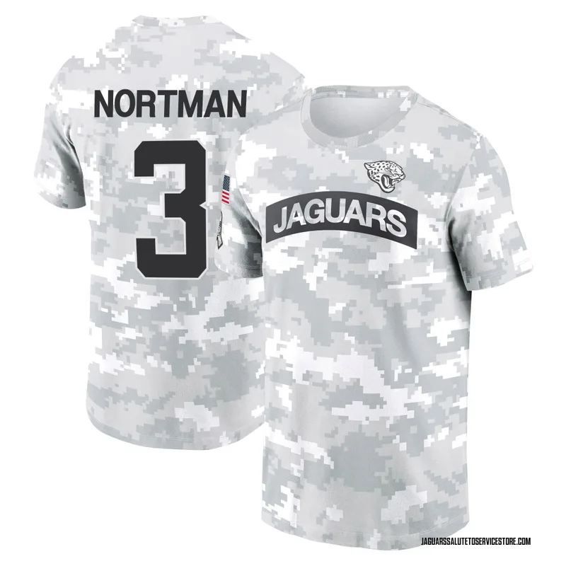 Youth Brad Nortman Jacksonville Jaguars Camo Arctic 2024 Salute to Service Performance T-Shirt