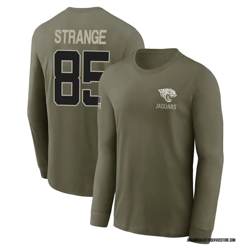 Youth Brenton Strange Jacksonville Jaguars Olive 2025 Salute to Service Sideline Long Sleeve T-Shirt