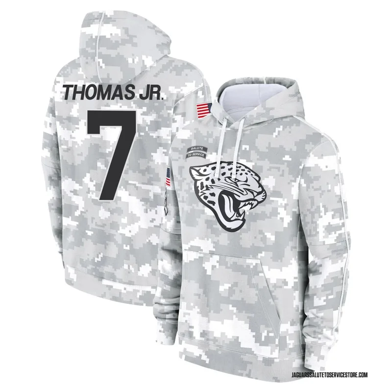 Youth Brian Thomas Jr. Jacksonville Jaguars Camo Arctic 2024 Salute to Service Club Fleece Pullover Hoodie