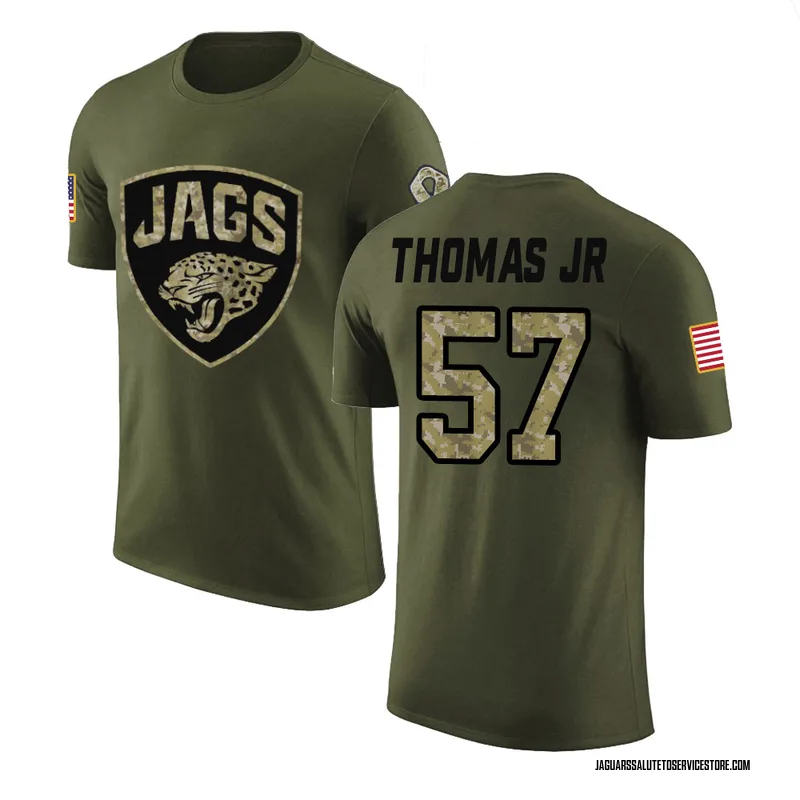 Youth Bryan Thomas Jr. Jacksonville Jaguars Legend Olive Salute to Service T-Shirt