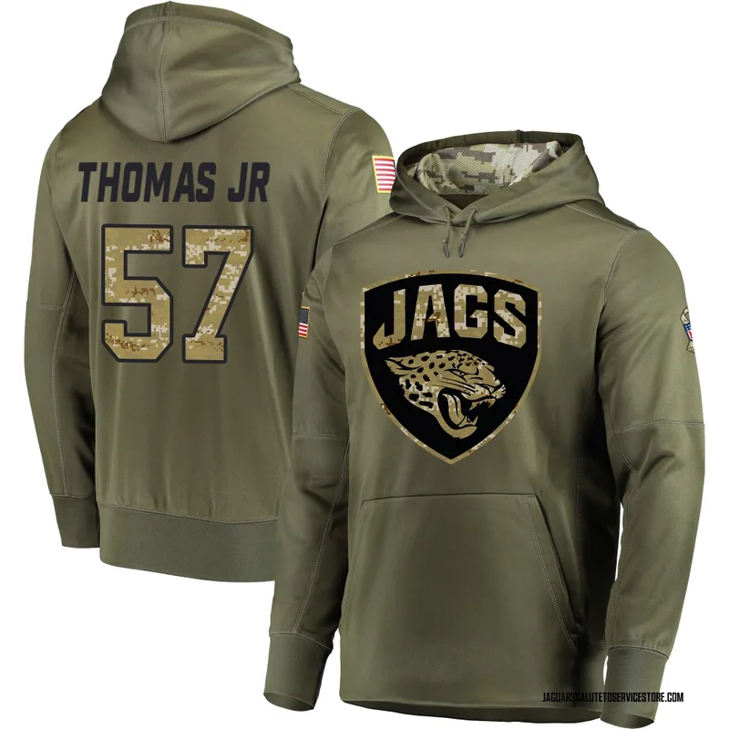 Youth Bryan Thomas Jr. Jacksonville Jaguars Olive Salute to Service Pullover Hoodie