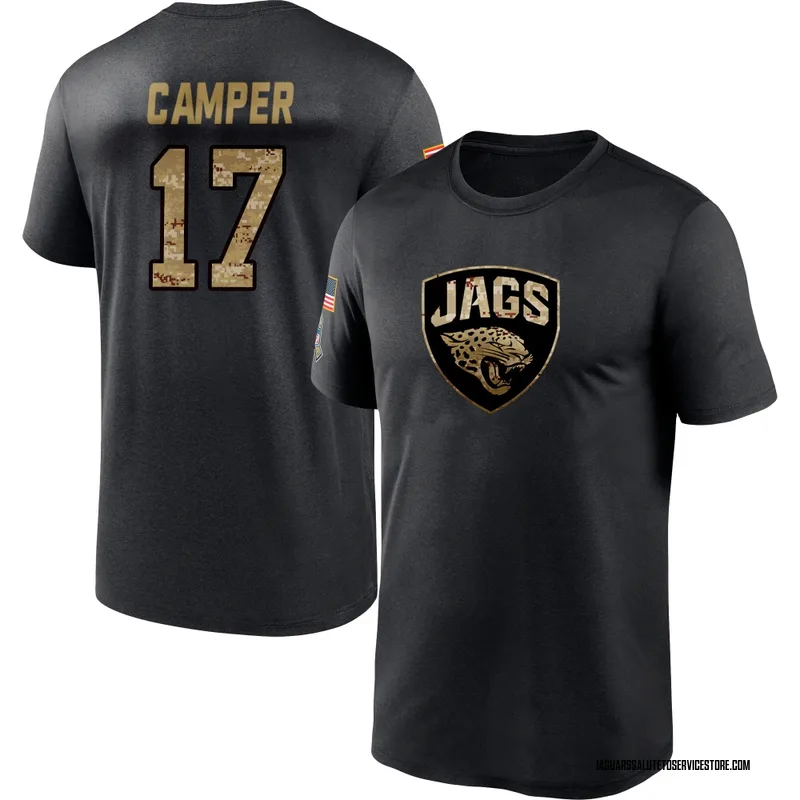Youth Cam Camper Jacksonville Jaguars Black 2020 Salute To Service Performance T-Shirt