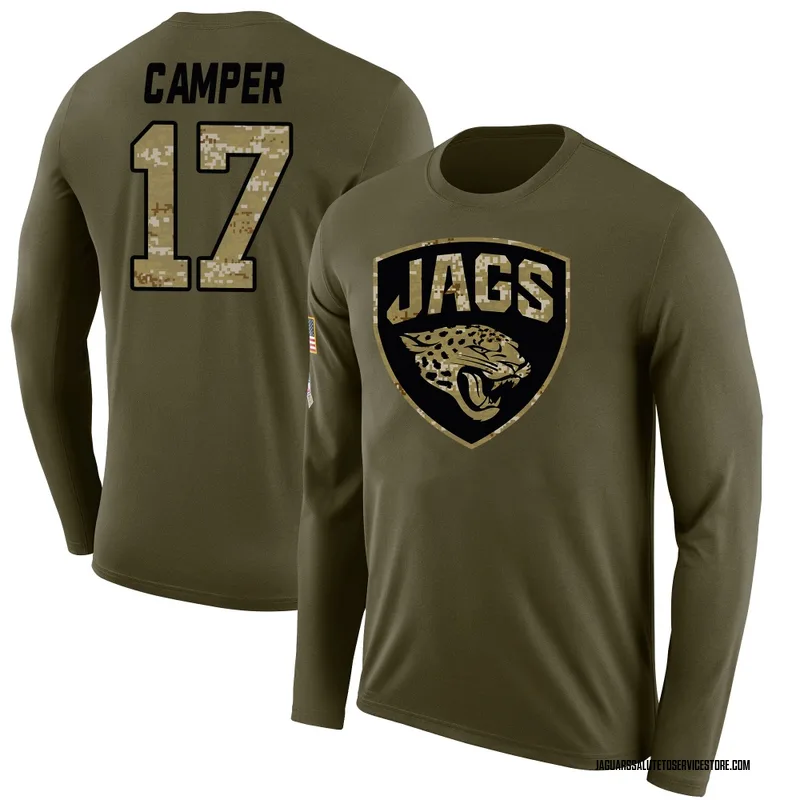 Youth Cam Camper Jacksonville Jaguars Legend Olive Salute to Service Sideline Long Sleeve T-Shirt