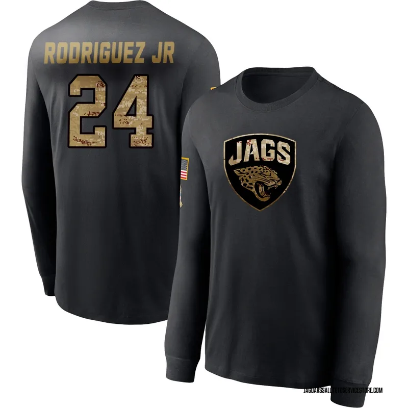 Youth Chris Rodriguez Jr. Jacksonville Jaguars Black 2020 Salute To Service Sideline Performance Long Sleeve T-Shirt