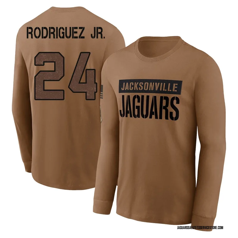 Youth Chris Rodriguez Jr. Jacksonville Jaguars Brown 2023 Salute To Service Long Sleeve T-Shirt