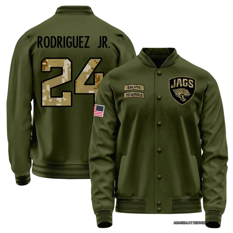 Youth Chris Rodriguez Jr. Jacksonville Jaguars Olive Salute to Service Sideline Performance Jacket