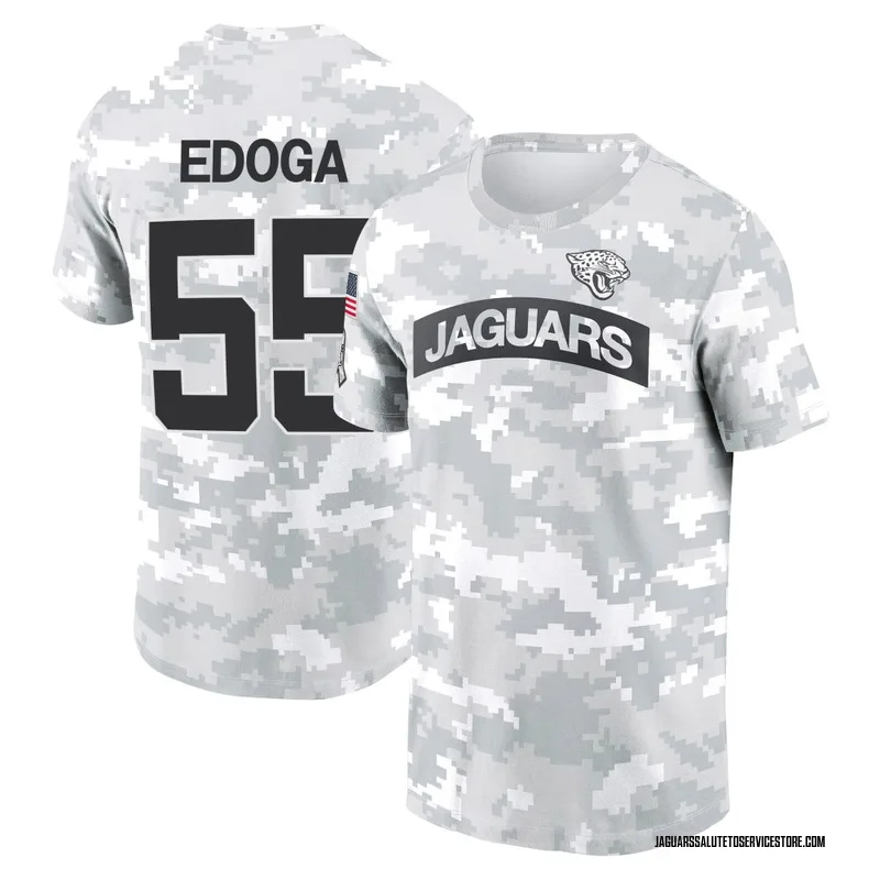 Youth Chuma Edoga Jacksonville Jaguars Camo Arctic 2024 Salute to Service Performance T-Shirt