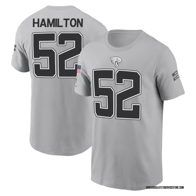Youth DaVon Hamilton Jacksonville Jaguars Gray 2024 Salute to Service Name & Number T-Shirt