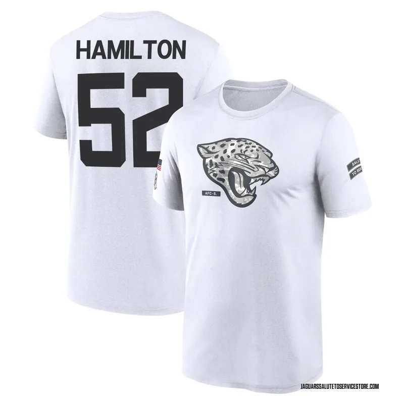Youth DaVon Hamilton Jacksonville Jaguars Legend White 2024 Salute to Service Performance T-Shirt